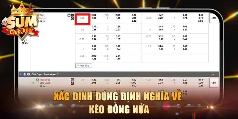 Xác định đúng định nghĩa về kèo đồng nửa